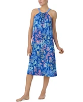 Ellen Tracy Women's Printed Halter Midi Nightgown