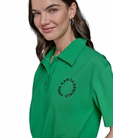 Karl Lagerfeld Paris Women's Cropped Logo Polo