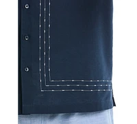 Cubavera Men's Big & Tall Classic-Fit L-Shape Embroidered Linen Blend Button-Down Shirt