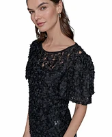 Karl Lagerfeld Paris Women's Ruffled-Sleeve Lace Top