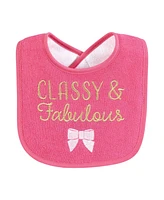 Hudson Baby Infant Girl Cotton Terry Drooler Bibs with Fiber Filling, My Mama, One Size