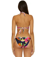 Trina Turk Womens Reversible Halter Bikini Top Tie Side Hipster Bikini Bottoms