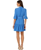 Adrianna by Papell Women's Solid Belted 3/4-Sleeve Shirtdress