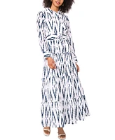 1.state Women's Cotton Aztec-Patterned Button-Front Maxi Dress