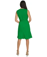 Calvin Klein Women's Sleeveless Belted Sheath Dress