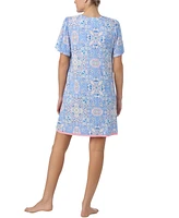 Ellen Tracy Women's Printed Flutter-Sleeve Sleep Tunic