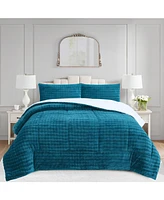 MarCielo Soft Flannel Bubble Comforter Set, 3-Piece Set – Fluffy Ultra Cozy, Warm, and Plush with 2 Pillowcase,King