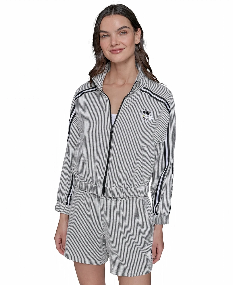 Karl Lagerfeld Women's Striped Track-Jacket
