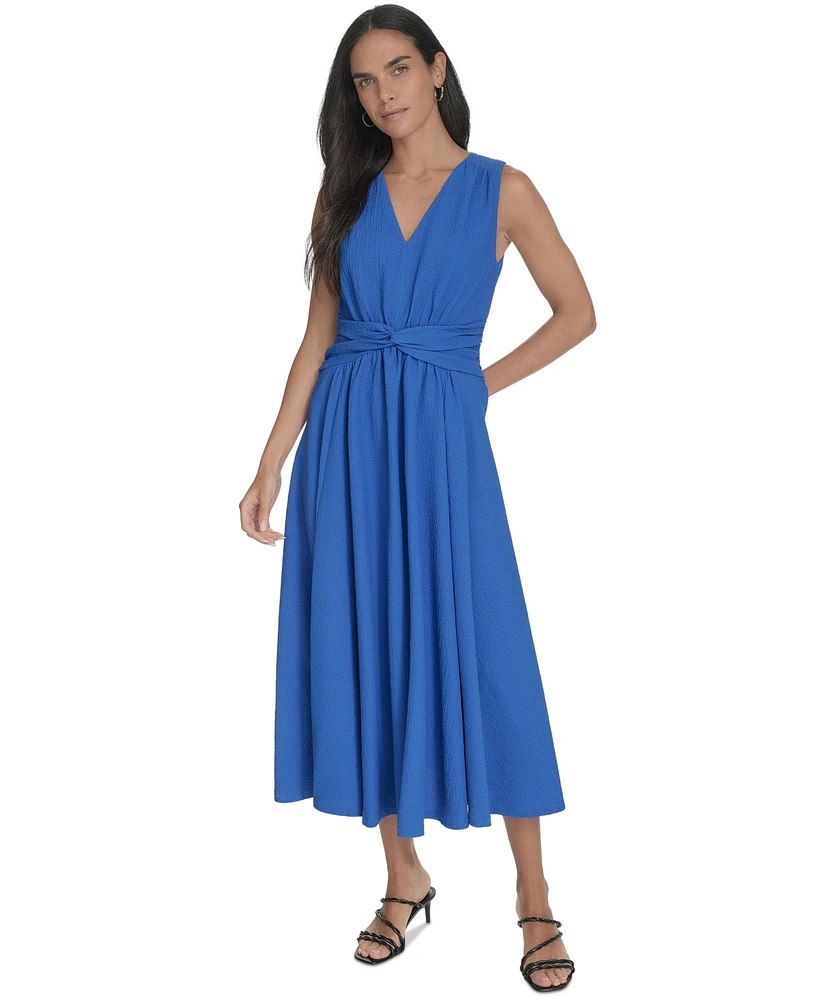 Calvin Klein Women's V-Neck Twist-Front Midi Dress