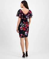 Connected Capelet-Overlay Sheath Dress