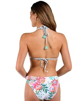 La Blanca Womens Riveria Resort Reversible Halter Bikini Top Hipster Bikini Bottoms