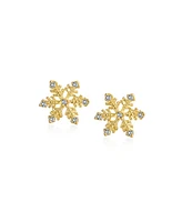 Bling Jewelry Petite Holiday Cz Stud Earrings: Snowflake Design with Cubic Zirconia Accents