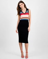 T Tahari Women's Ribbed Striped Bodycon Dress