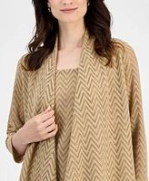 Kasper Women's Herringbone High-Low 3/4-Sleeve Cardigan