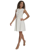 Tommy Hilfiger Petite Basket-Weave Button-Front Dress