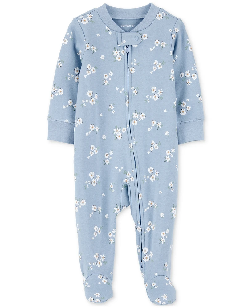 Carter's Baby Girls Floral 2-Way-Zip Cotton Sleep & Play Footed Coverall