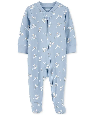 Carter's Baby Girls Floral 2-Way-Zip Cotton Sleep & Play Footed Coverall