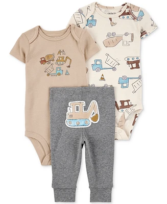 Carter's Baby Boys Construction Little Character Bodysuits & Pants, 3 Piece Set