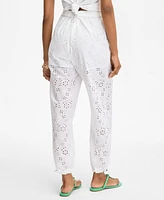 On 34th Women's Cotton Eyelet Pull-On Joggers, Exclusively at Macy's