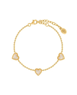 Heartfelt Gratitude Mother of Pearl Heart Gold Bracelet