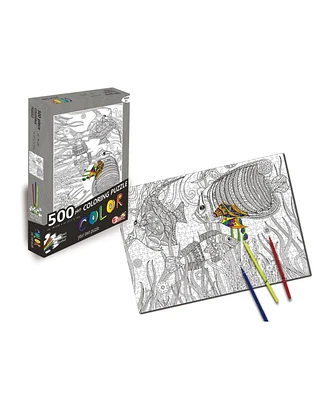 Fish 500 Piece Coloring Jigsaw Puzzle + 6 Markers