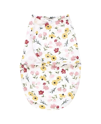 Hudson Baby Baby Girls Hudson Plush Faux Fur Swaddle Wrap, Soft Painted Floral, 0-3 Months