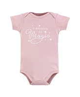 Hudson Baby Girls Cotton Bodysuits, Unicorn Dreams Pink, Preemie