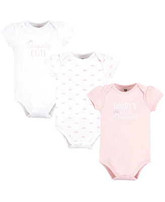 Hudson Baby Girls Cotton Bodysuits, Daddys Princess Crown, 9-12 Months