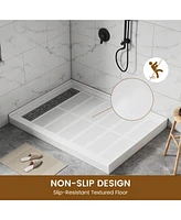Casainc 60"W X 36"D Solid Surface Single Threshold Shower Base Anti-Slip Shower Pan