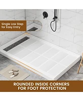 Casainc 60"W X 36"D Solid Surface Single Threshold Shower Base Anti-Slip Shower Pan