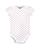 Hudson Baby Girls Cotton Bodysuits, Honey Bunny Flower, Preemie