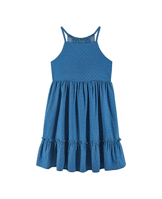 Andy & Evan Big Girls Toddler/Child Blue Swiss Dot Dress