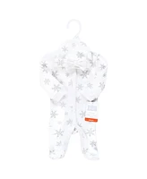Hudson Baby Baby Girls Hudson Thermal Preemie Sleep and Play and Cap, Snowflake, Preemie