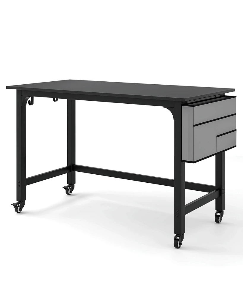 48 Inch Mobile Computer Workstation with 4 Smooth Casters