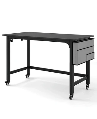 48 Inch Mobile Computer Workstation with 4 Smooth Casters