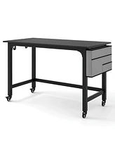48 Inch Mobile Computer Workstation with 4 Smooth Casters