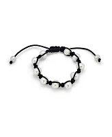 Bling Jewelry White Baroque Freshwater Pearl Strand Bracelet with Black Cord String