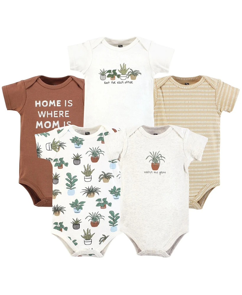 Hudson Baby Boys Cotton Bodysuits, Plants, 9-12 Months