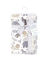 Hudson Baby Boys and Girls Cotton Poly Flannel Burp Cloths 8-Pack, Neutral Safari, One Size