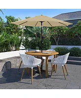 9ft Outdoor Patio Market Umbrella with Push Button Tilt and Crank in Blue