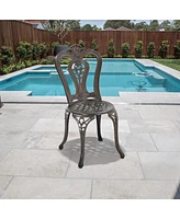 Outdoor Bistro Chairs Set of 2, Cast Aluminum Patio Dining Chairs, Bronze