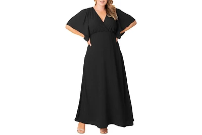 Kiyonna Plus Carmella Flutter Sleeve Gown