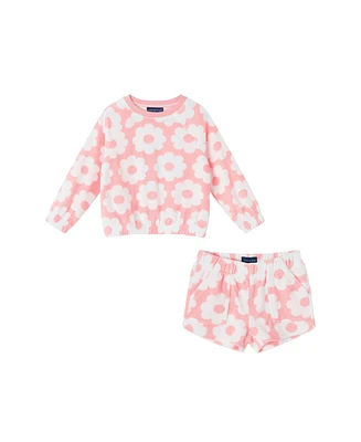 Andy & Evan Toddler Girls Toddler/Child Long Sleeve Crew & Short Sweat Set