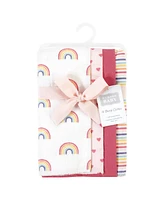 Hudson Baby Girls Cotton Poly Flannel Burp Cloths 8-Pack, Creative Rainbow, One Size
