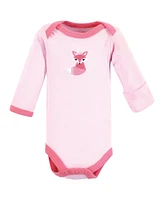 Luvable Friends Baby Girls Preemie Long Sleeve Bodysuits 3pk, Foxy, Preemie