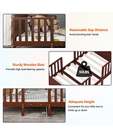 2-in-1 Convertible Kids Wooden Bedroom Furniture with Guardrails