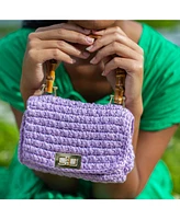 Airmail Mini Crochet Handbag In Mauve Purple