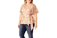 Kiyonna Plus Rosalie Embroidered Wrap Top