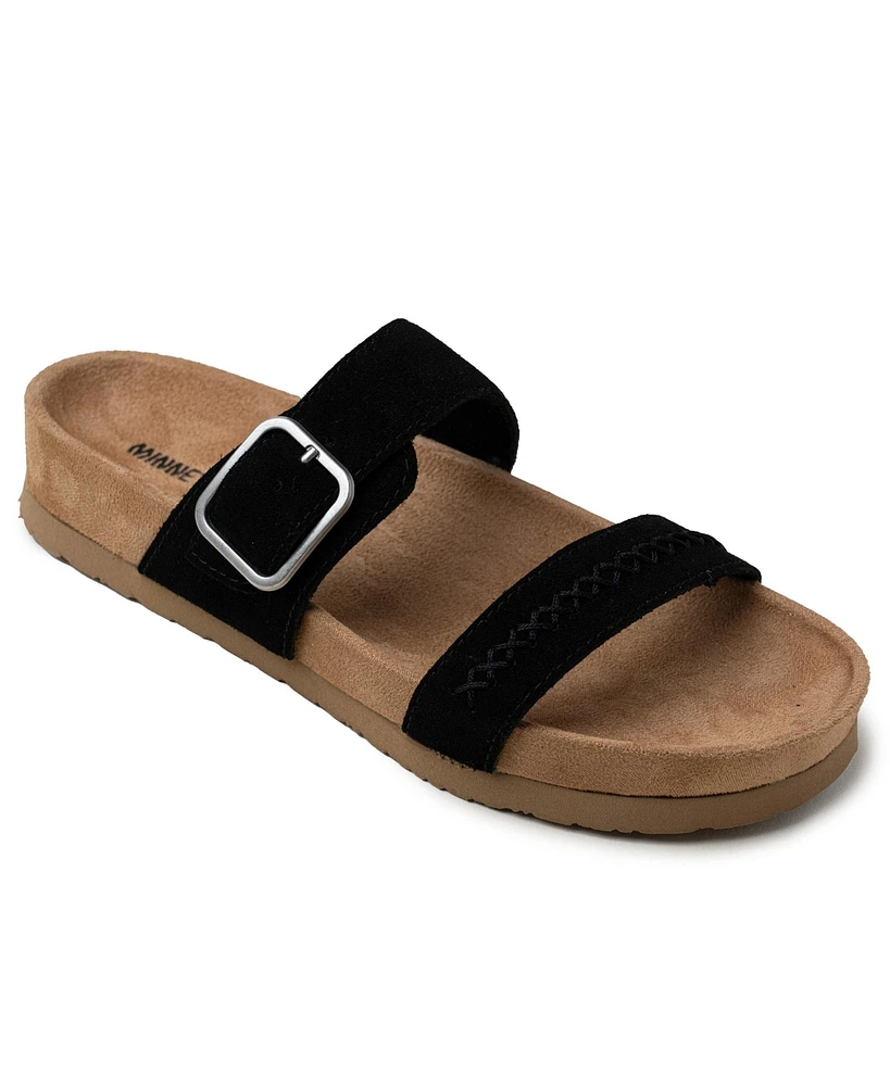 Minnetonka Women's Gideon Suede 2-Strap Buckle Sandals