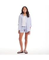 Andy & Evan Big Girls Toddler/Child Blue Woven Buttondown and Shorts Set
